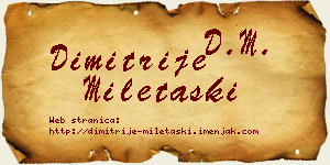 Dimitrije Miletaški vizit kartica